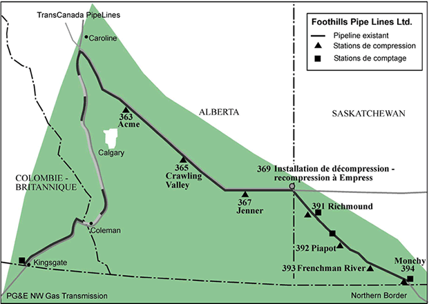 Le tronçon préalable (partie déjà construite) du gazoduc en Alberta.